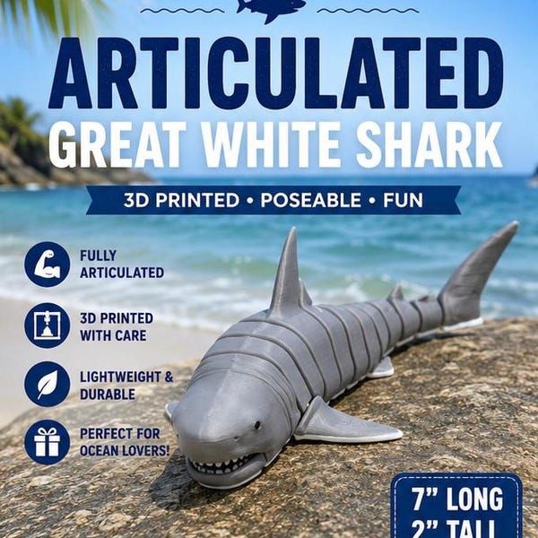 Articulated 3D Printed Shark Figure | Poseable Desk Buddy