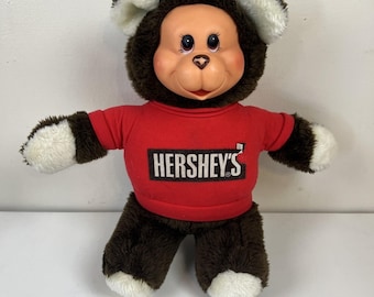 Vintage Rubber Face Plush Teddy Bear Blue Ideal Hershey 1982 Advertisement