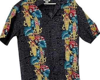 Vtg Hawaiian AOP Button Up Cotton Shirt Mens Car XL Floral Dadcore Cruisewear