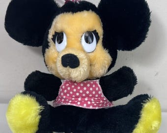Vtg Disney Minnie Mouse Plush Doll Stuffed Toy Walt Disney Korea eye wear