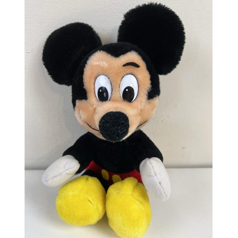 Vtg Mickey Mouse Plush Doll Walt Disneyland Disney World Stuffed Big Eyes 10" image 1