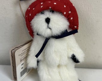 Boyds Bears Rare 4 Inches Mini Bear Patriotic Ornament Jane Red Hat