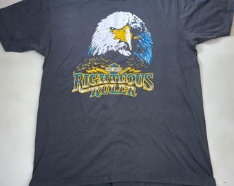 VTG Harley Davidson Righteous Ruler Eagle Graphic T-Shirt Large Single Stitch 3D