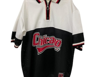 Vintage 90s Chicago Bulls Jersey Shirt Mens XL Pullover USA Half Zip Colorblock