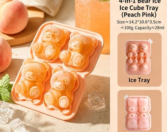 Cute Bear Shaped Silicone Ice Cube Tray with Lid for Summer Drinks and Desserts
