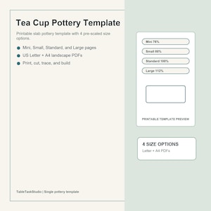 Modello PDF per tazza da tè in ceramica / Schema per la costruzione di lastre in ceramica (4 misure)