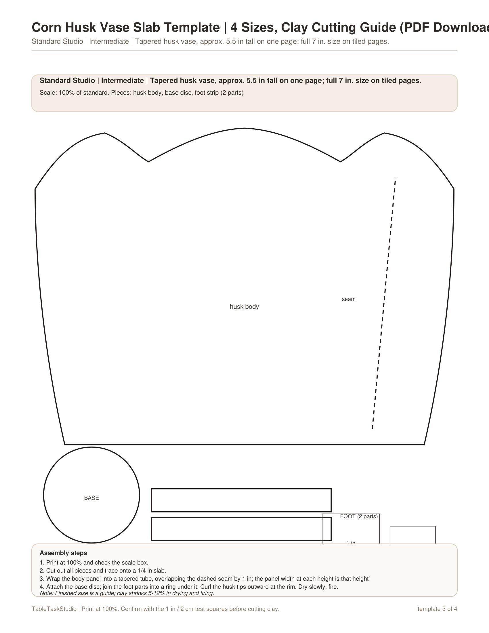 Corn Husk Vase Slab Template