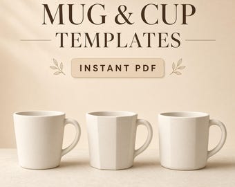 Slab Pottery Mug & Cup Kit | 10 No-Wheel Ceramic Templates, Beginner Handbuilding (4 Sizes, PDF + SVG)