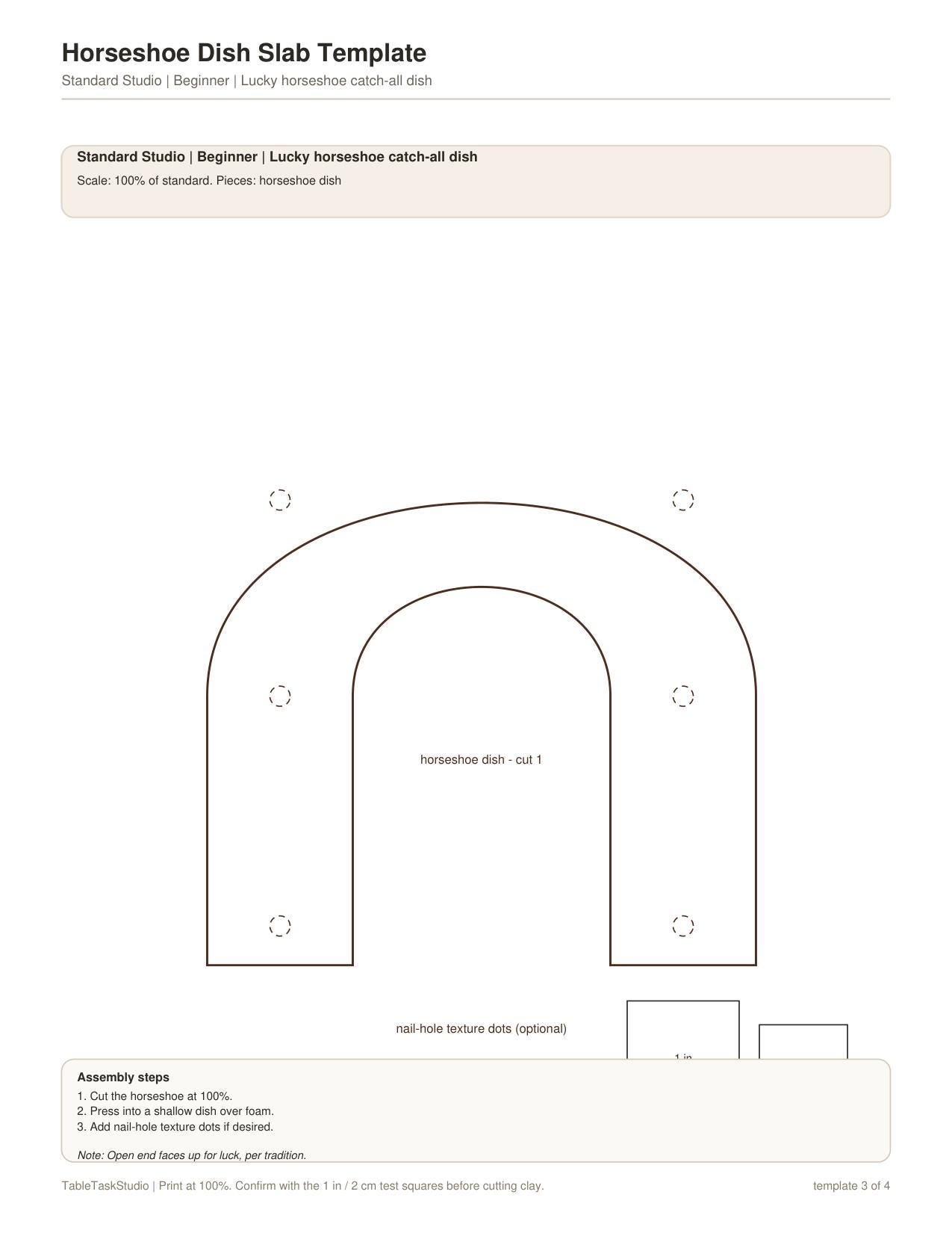 Horseshoe Dish Slab Template