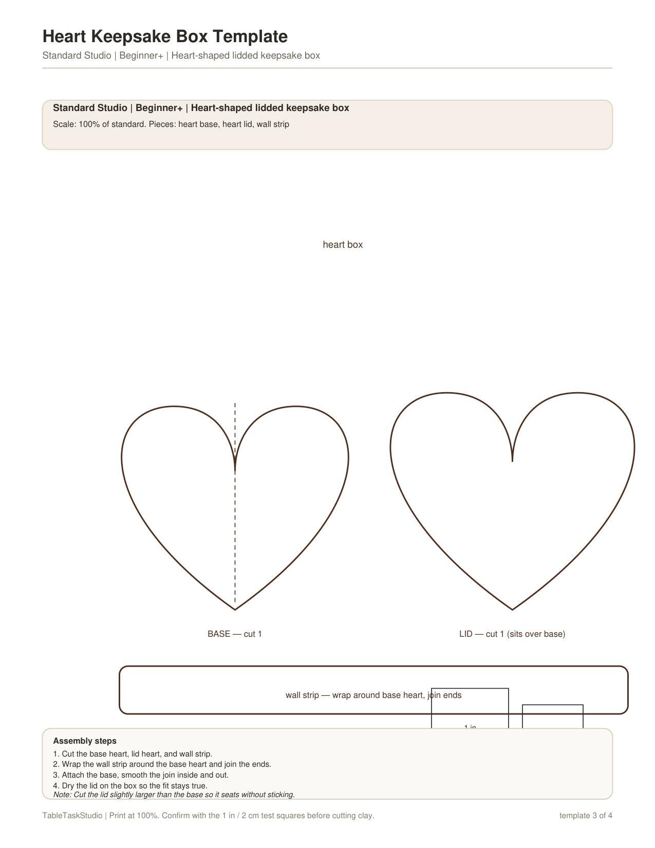Heart Keepsake Box Template