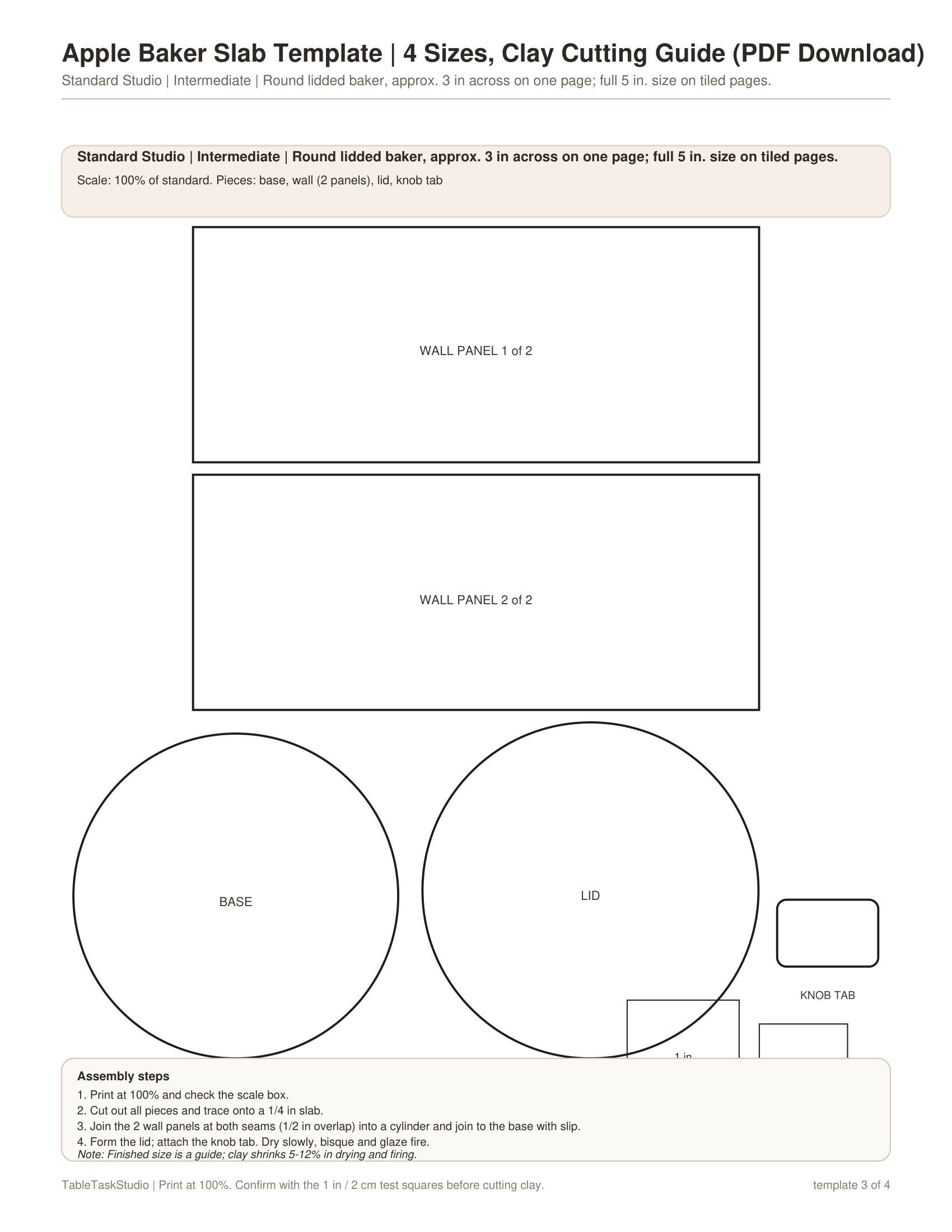 Apple Baker Slab Template PDF