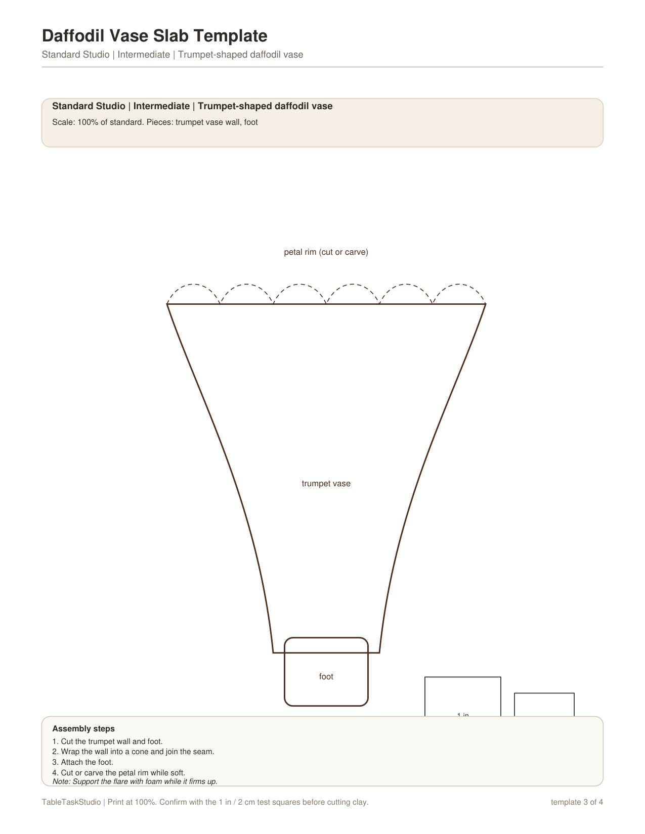 Daffodil Vase Slab Template