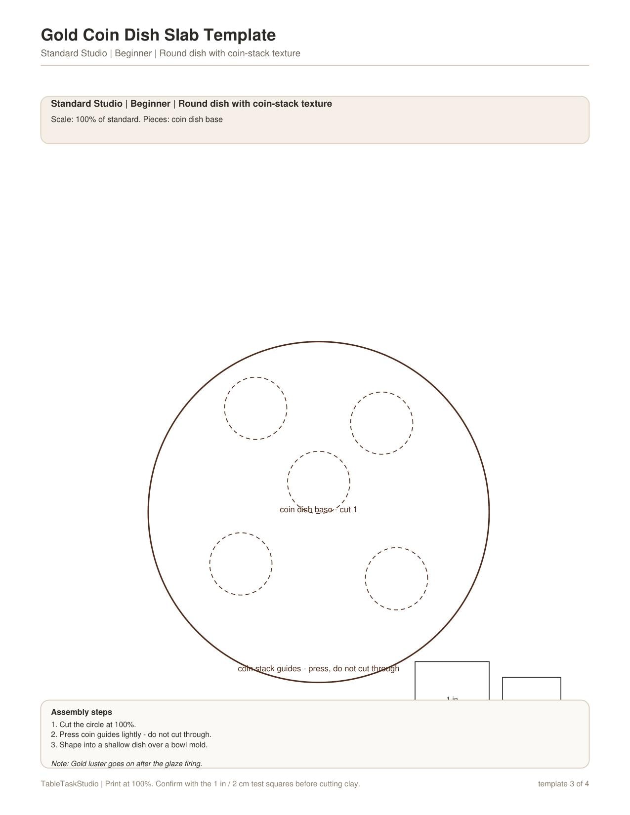 Gold Coin Dish Slab Template