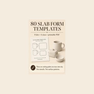 Paquete de plantillas para moldear cerámica en planchas / 80 guías de corte, 8 kits, 4 tamaños (PDF)