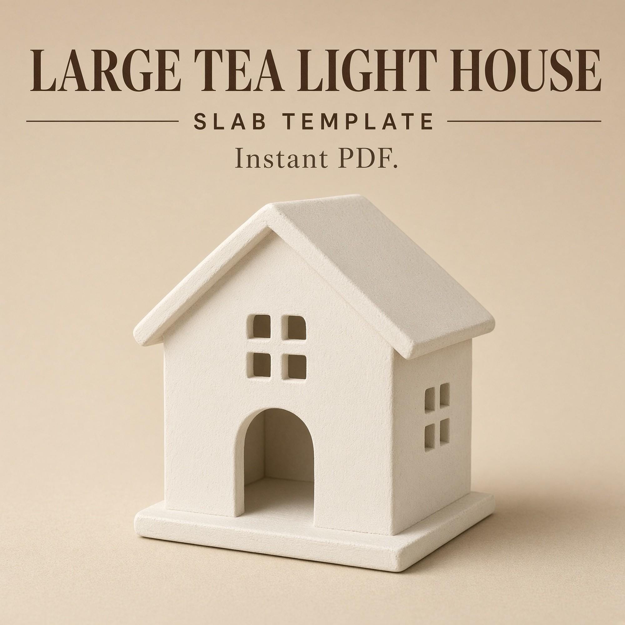 Large Tea Light House Pottery Template PDF