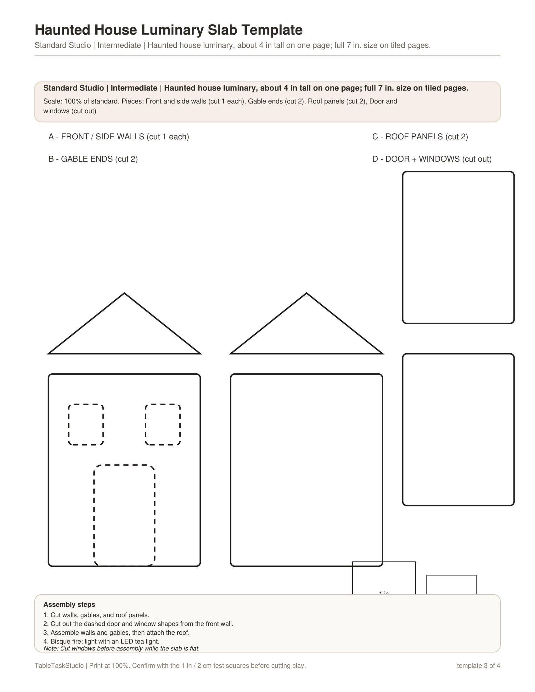 Haunted House Slab Pottery Template