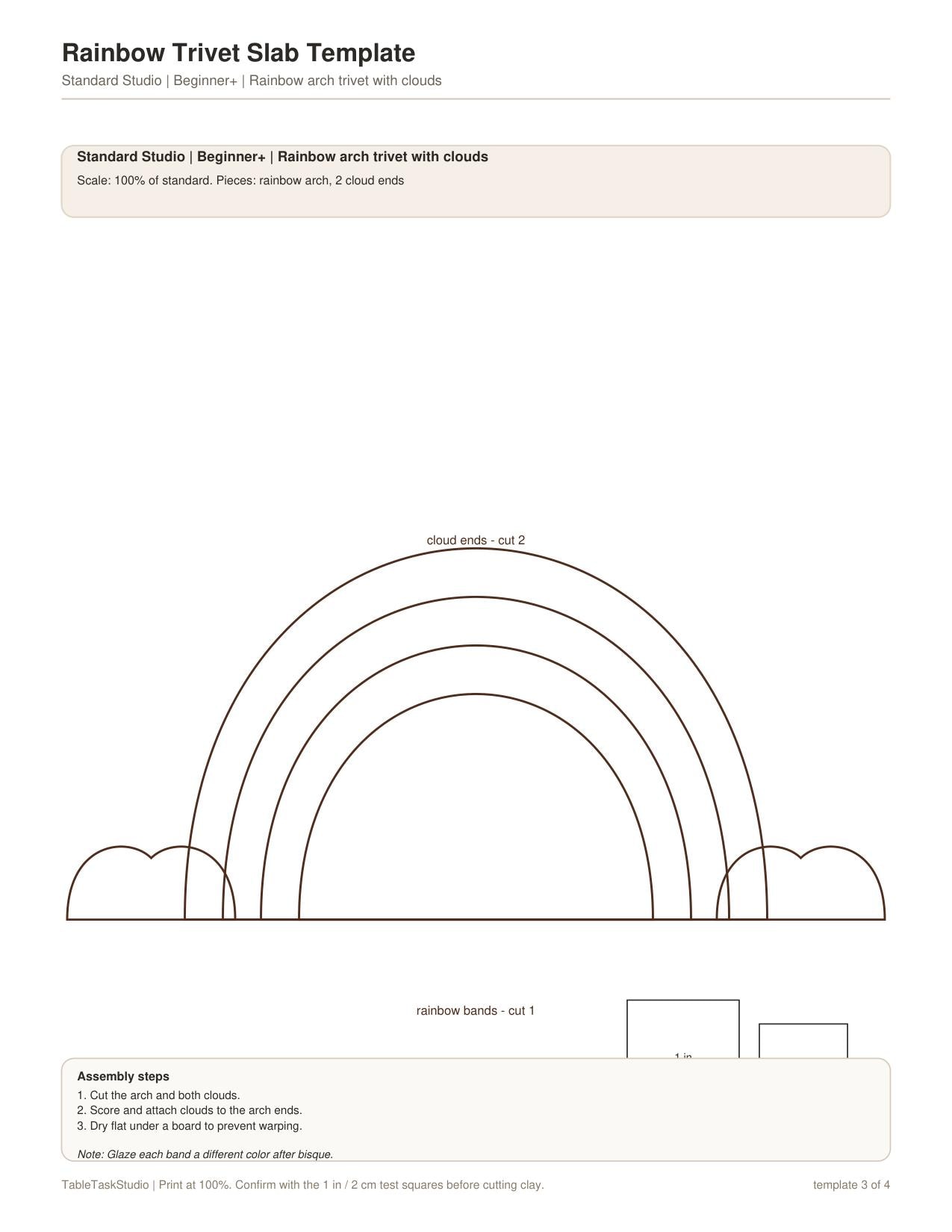 Rainbow Trivet Slab Template