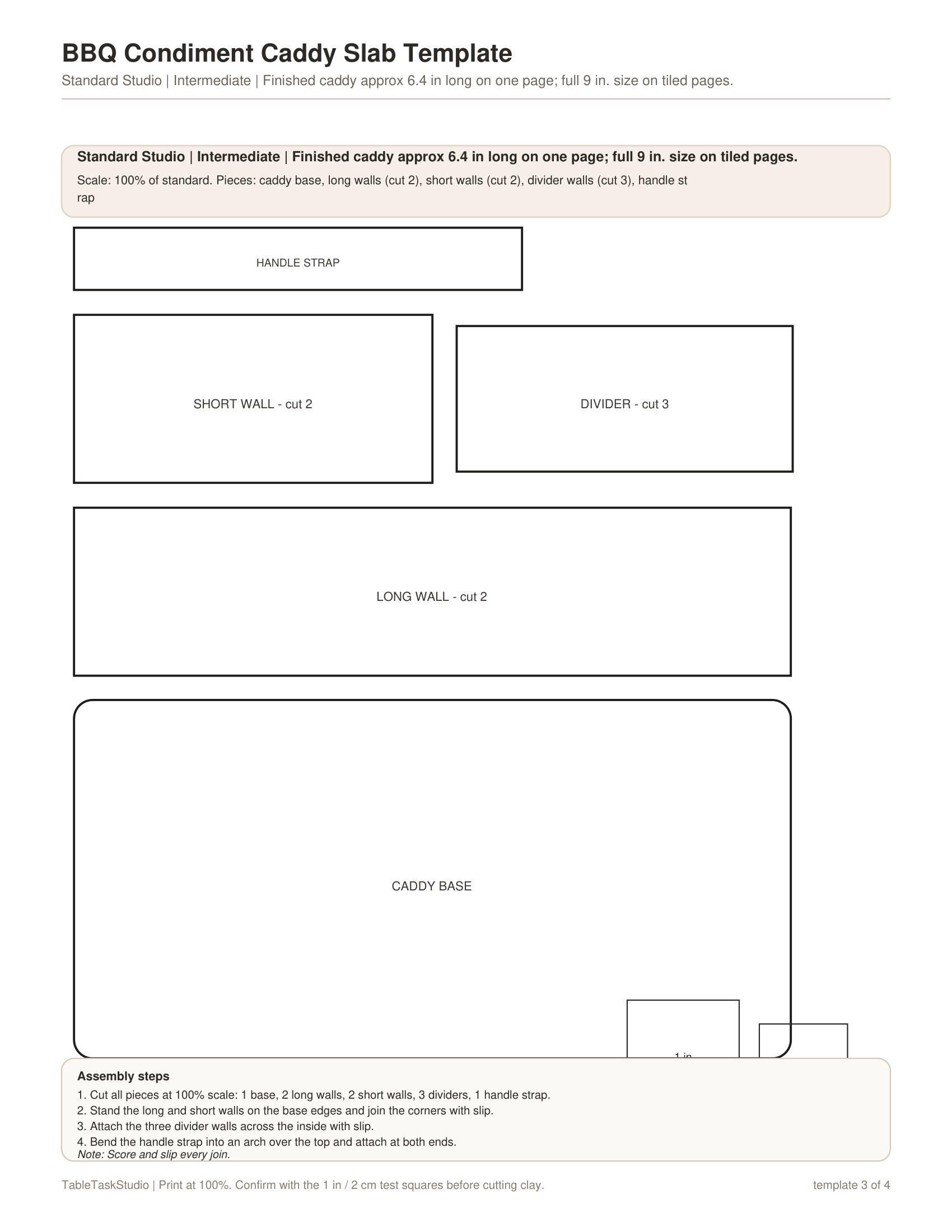 BBQ Condiment Caddy Slab Template
