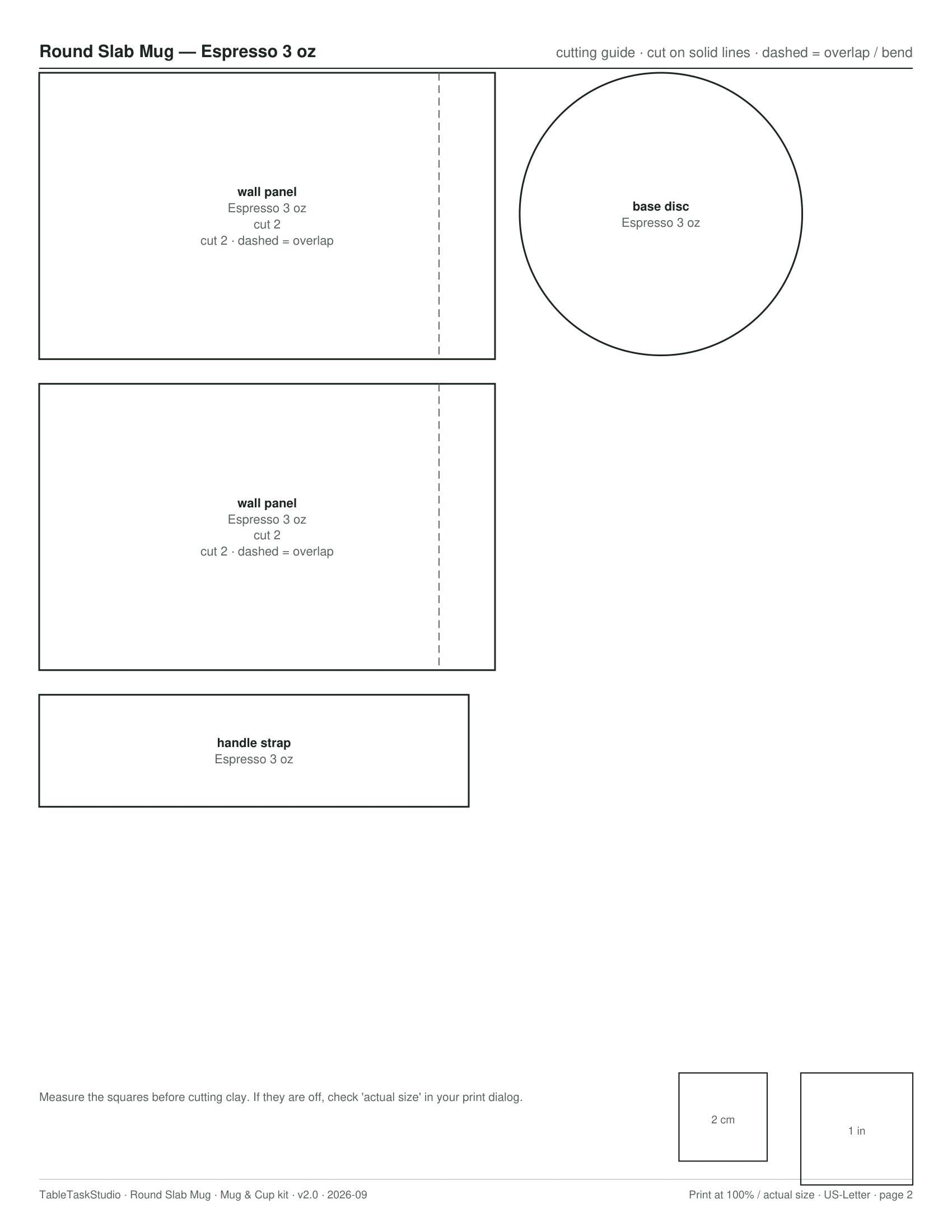 Round Slab Mug Pottery Template