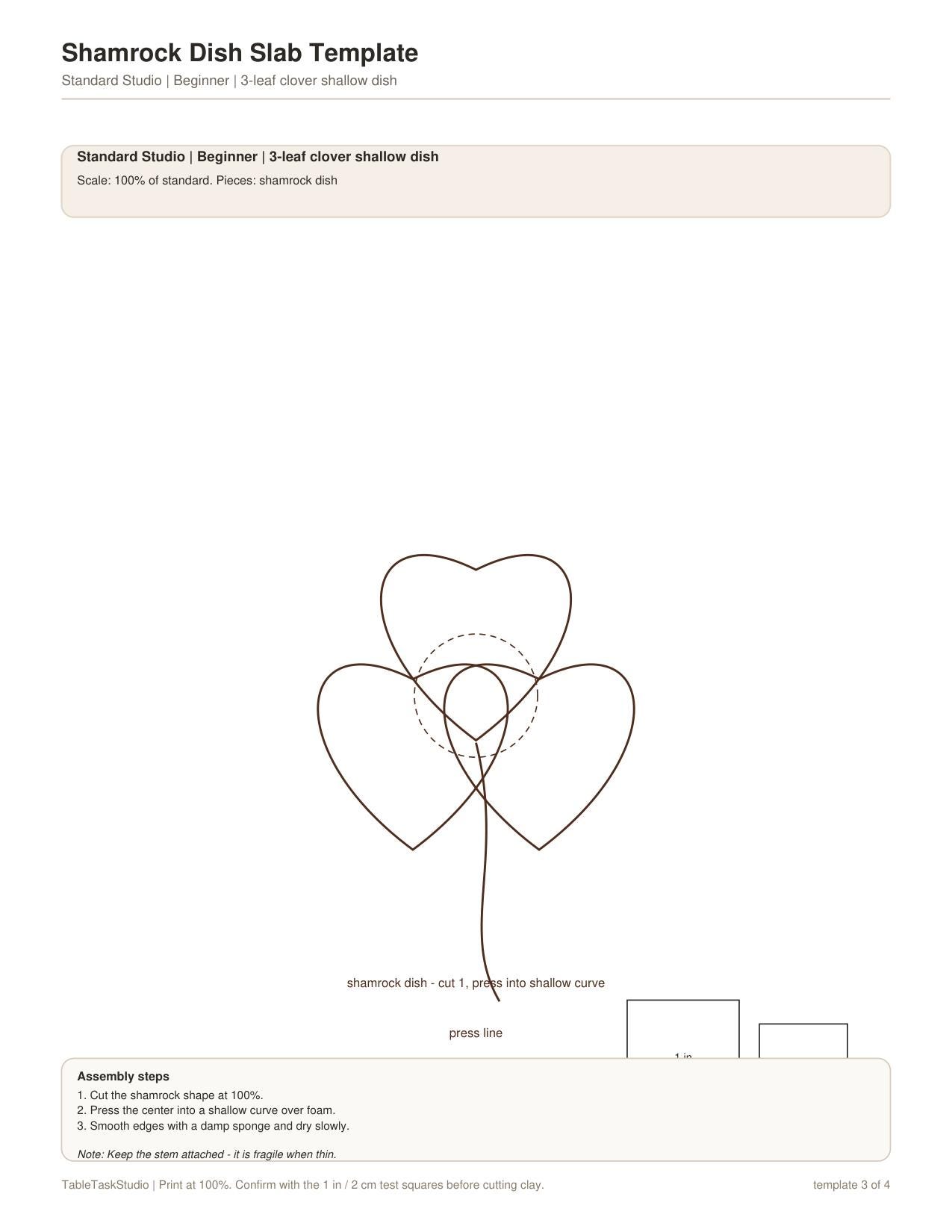 Shamrock Dish Slab Template