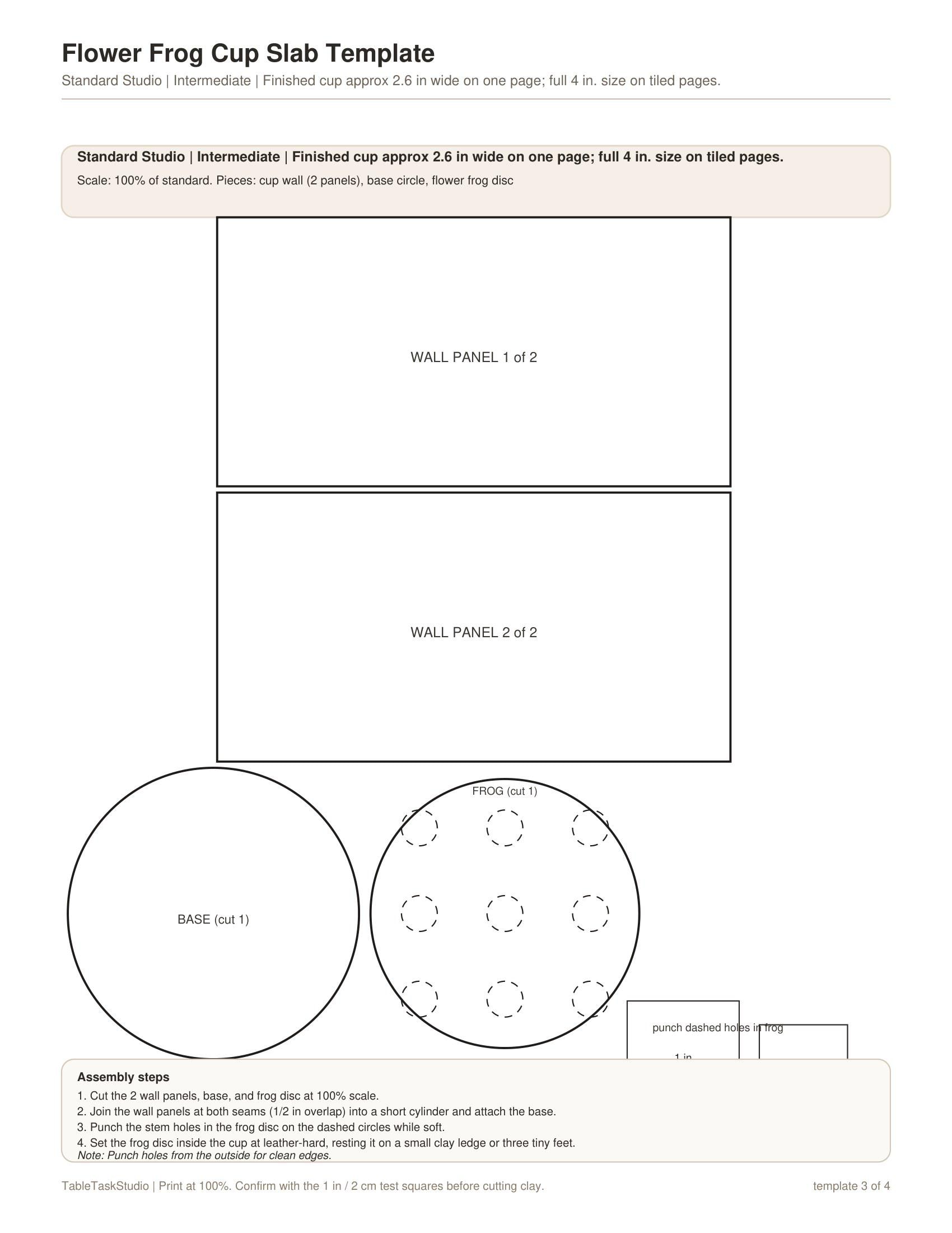 Flower Frog Cup Slab Template