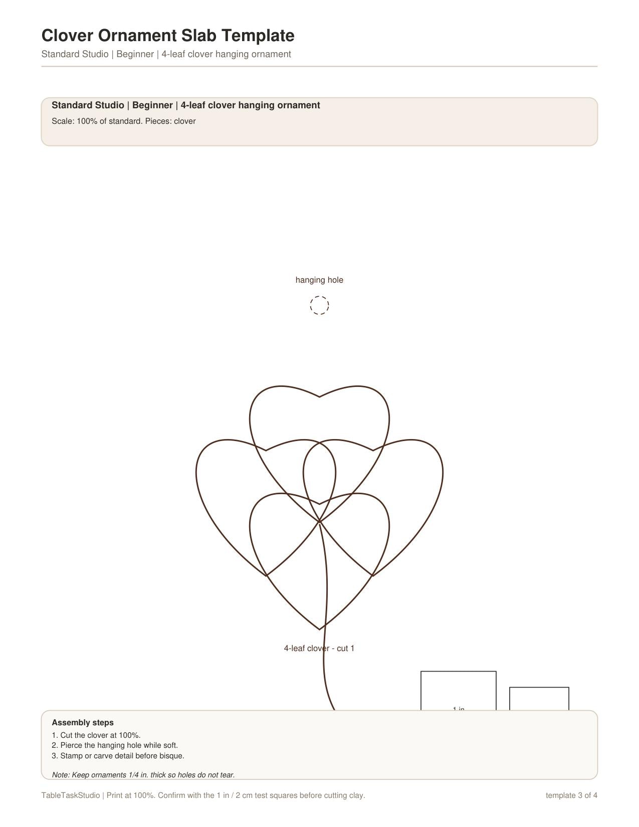 Clover Ornament Slab Template