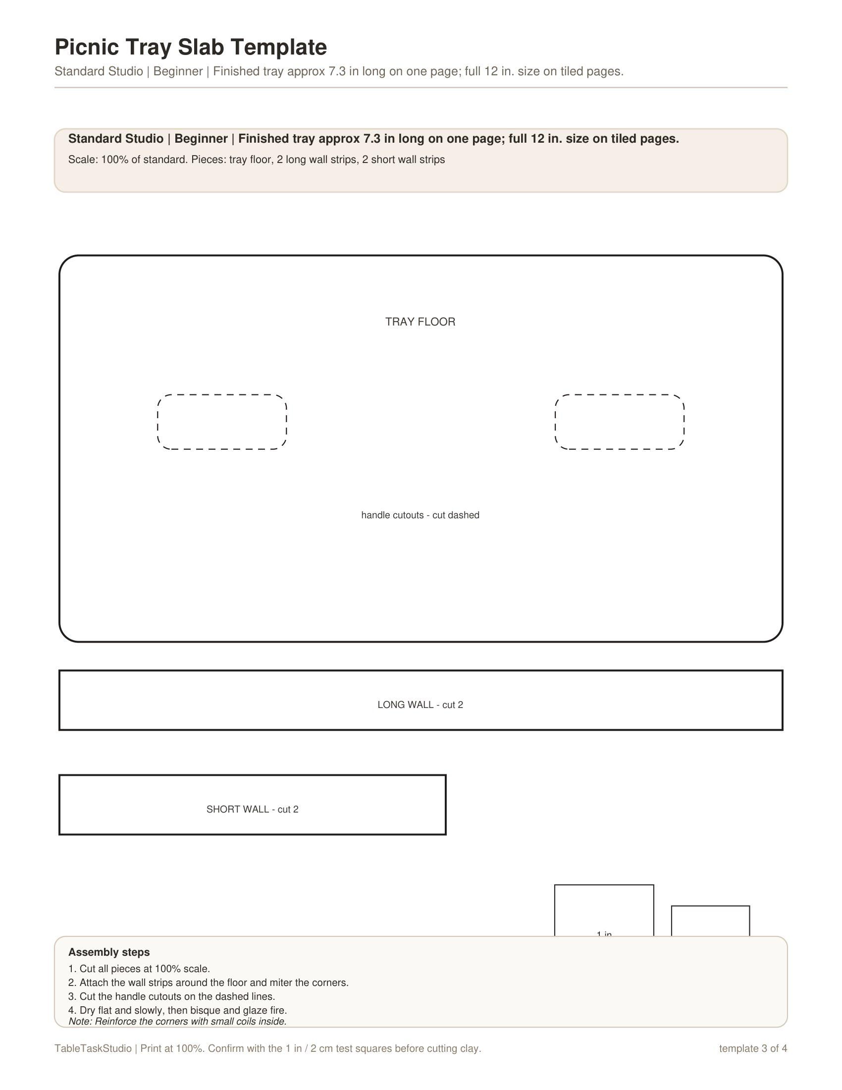 Picnic Tray Slab Template PDF
