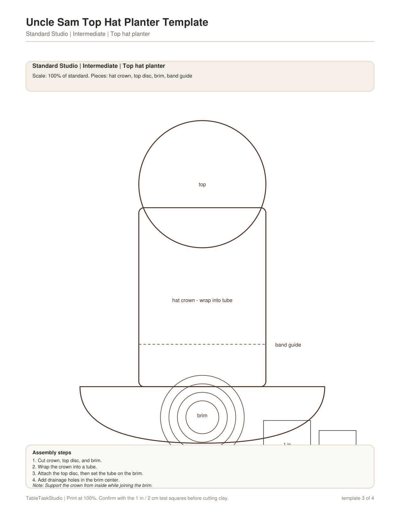 Uncle Sam Top Hat Planter Template