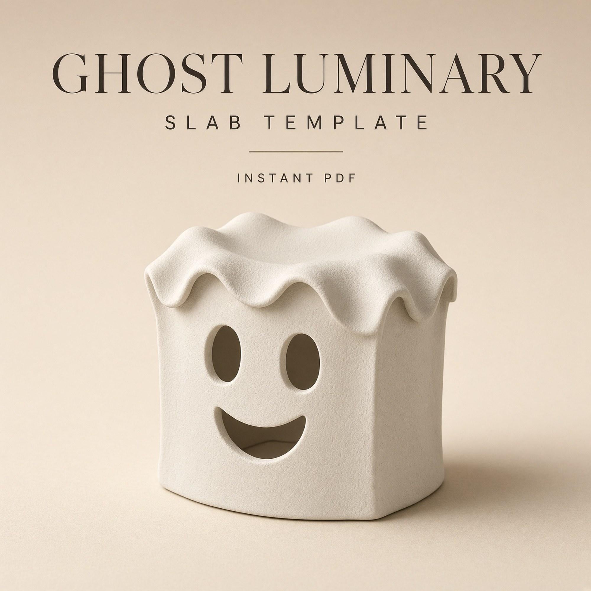 Ghost House Tea Light Pottery Template PDF