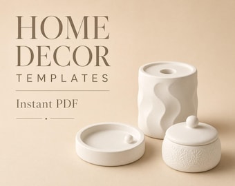 Slab Pottery Home Decor Kit | 10 No-Wheel Home Decor Projects, Beginner Handbuilding (PDF + SVG)