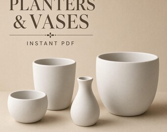 Slab Pottery Planter & Vase Kit | No-Wheel Planter and Vase Forms, Beginner Handbuilding (PDF + SVG)