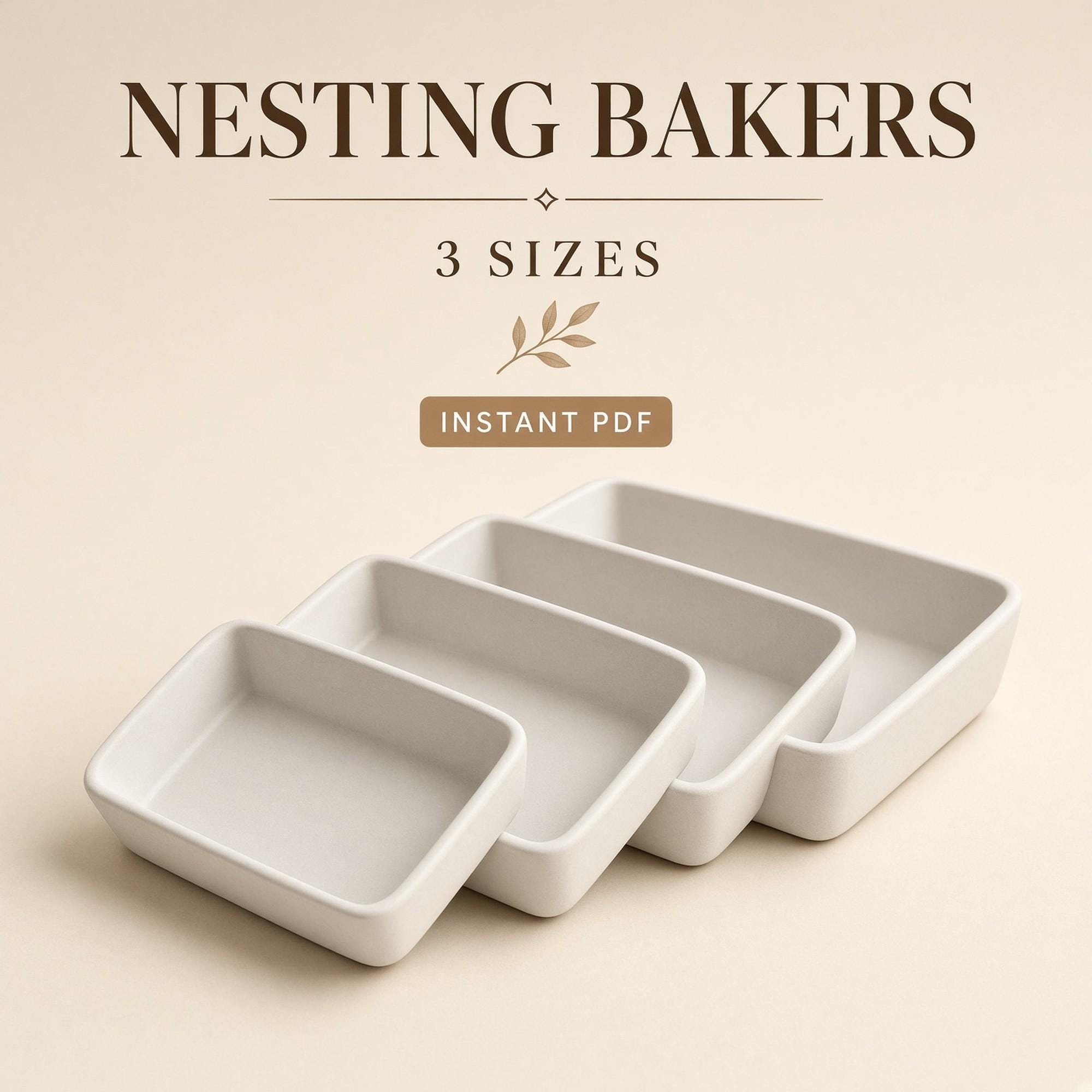 Slab Pottery Bowl Trio Set Template
