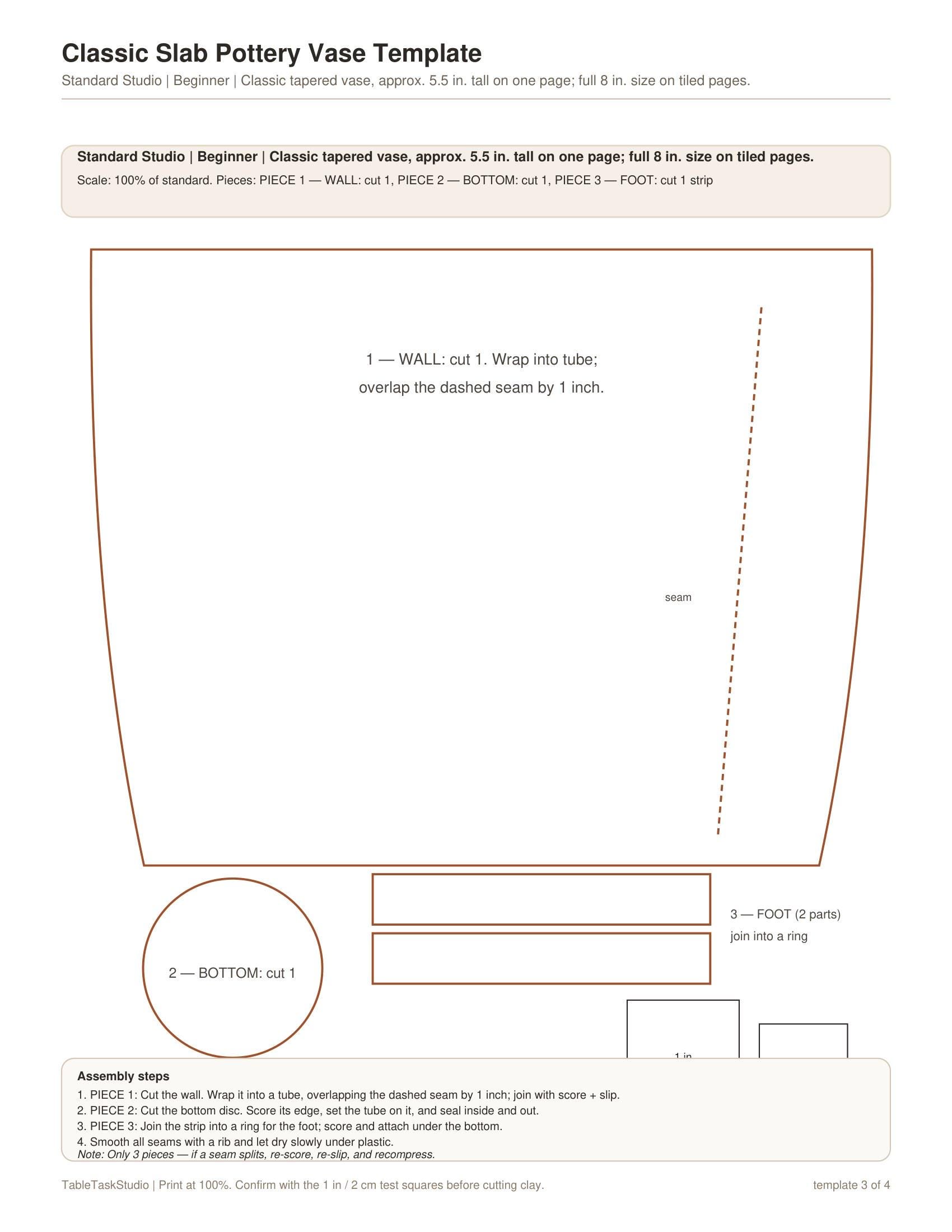 Slab Pottery Vase Template