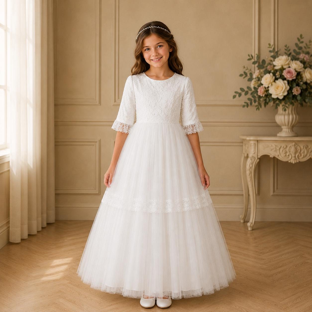 raw silk communion dresses ALORA Silk First Communion Dress