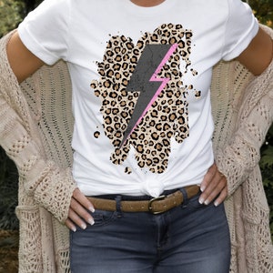 Leopard Lightning Bolt Shirt, Leopard Print TShirt, Bolt Shirt, Wild Print T-Shirt, Gift for Her, Cheetah Print TShirt, Trendy Tee