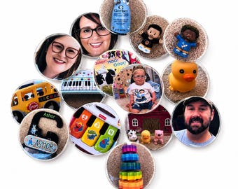 Botones personalizados con fotos para el tarro de palabras de mi hijo/a.