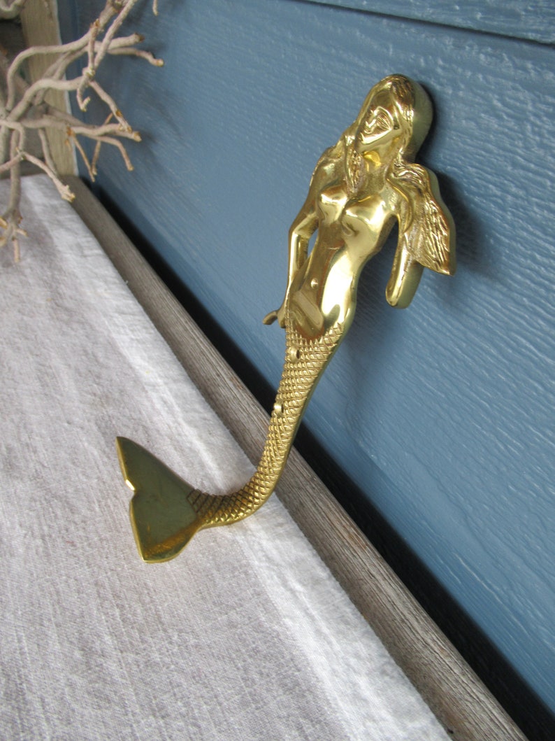 Vintage Brass Mermaid Wall Hook Beach House Decor Gold Etsy