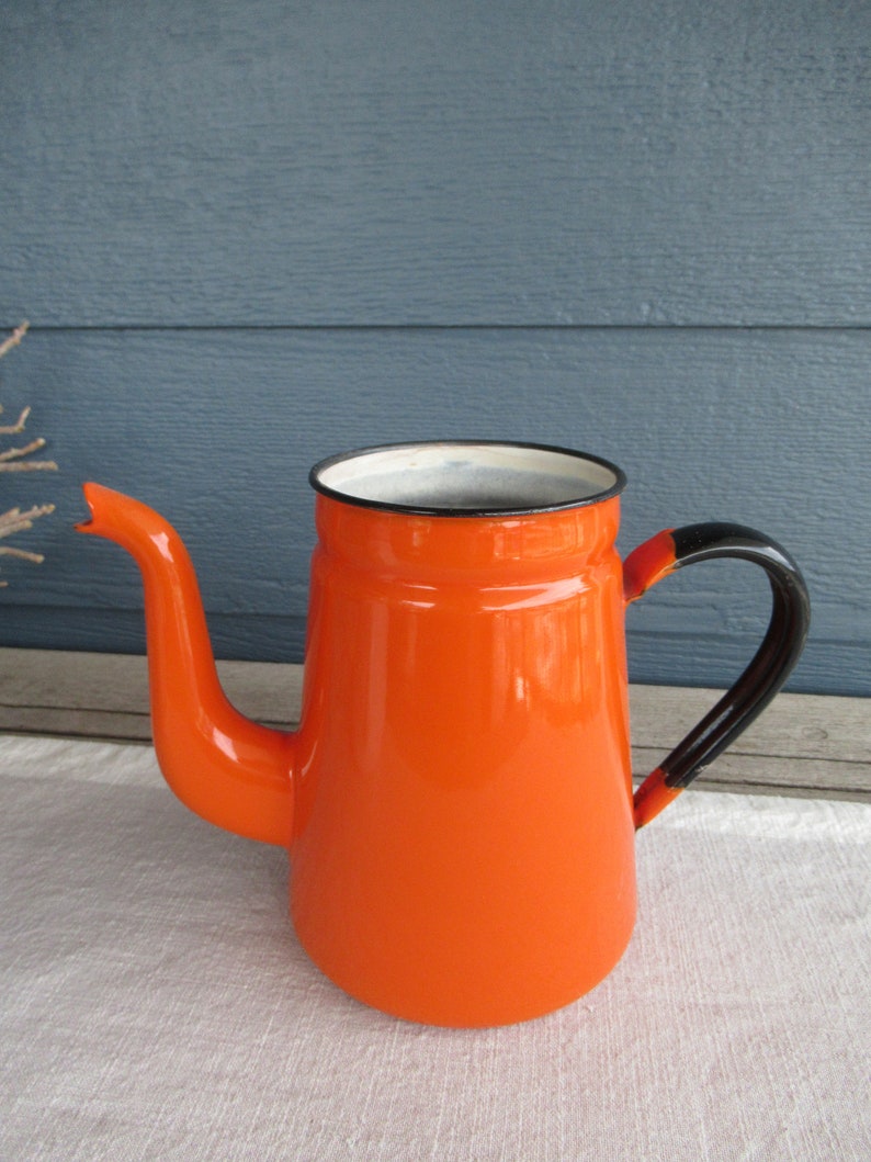 Set of 3 Vintage Metal Enamel Teapots and Ladle Pot Rustic Etsy