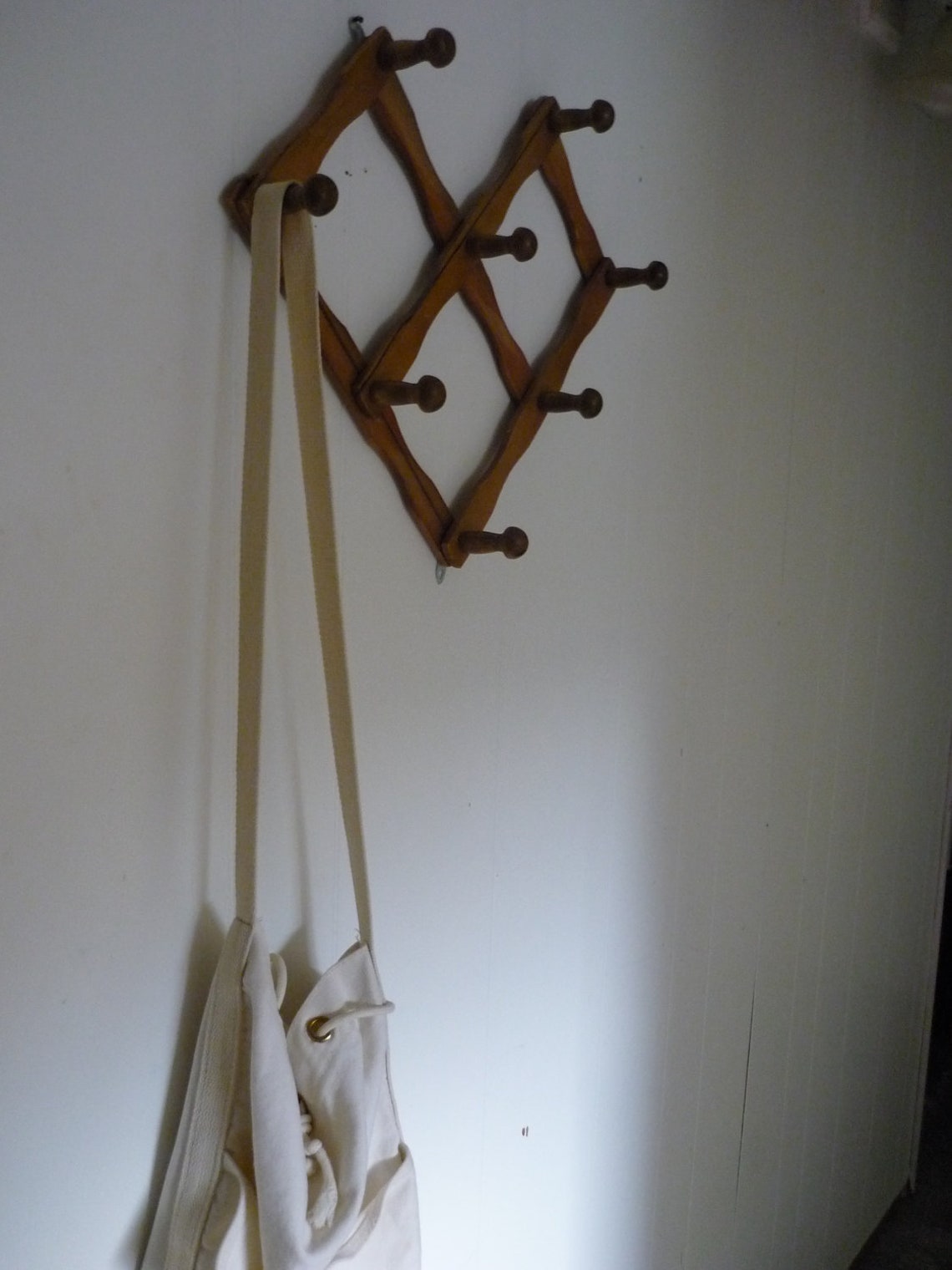 Vintage Accordion Style Hook Rack Folding Wood Peg Rack Etsy