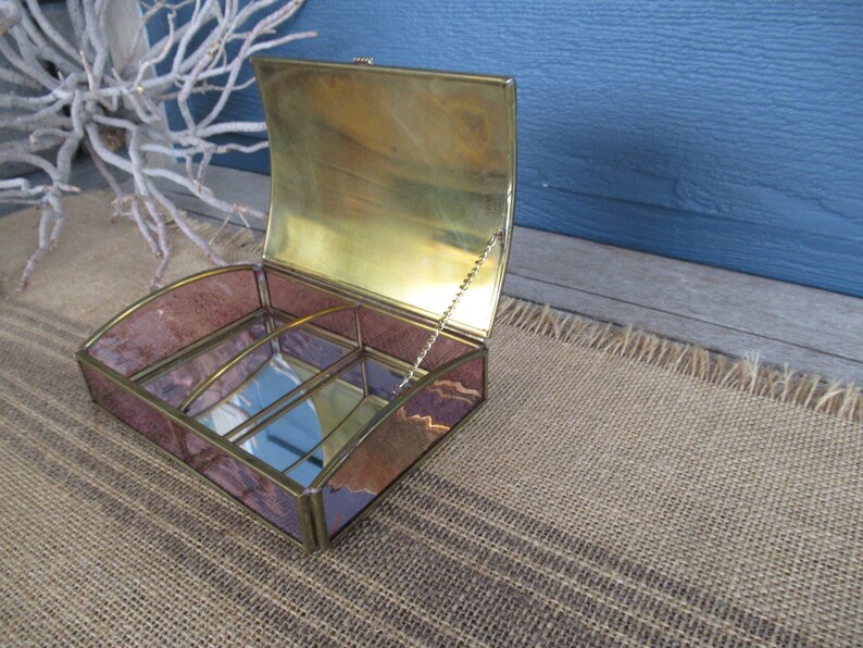 Vintage Glass Santa Display/trinket Box Stained Glass Box Etsy