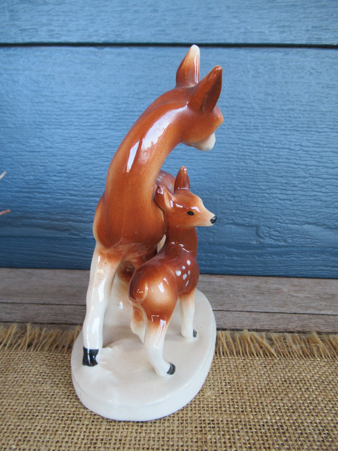 Vintage Ceramic Deer and Fawn Figurine Deer Decor Holiday Etsy