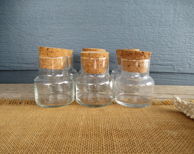 Vintage Glass Spice Jars With Cork Lids, Storage Jars, Clear Glass Containers, Set of 6 Etsy
