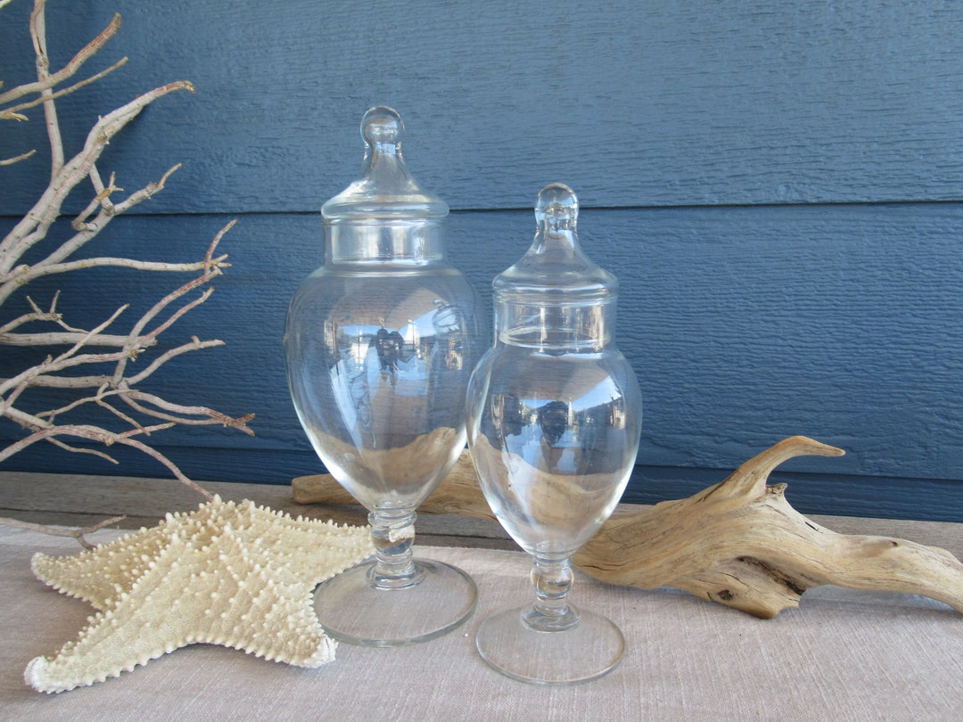 Vintage Pedestal Apothecary Jar With Lid Glass Display Jar Etsy