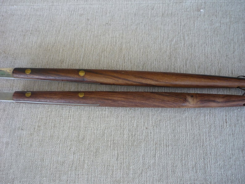 Retro BBQ Accessory Set of Vintage Wood and Stainless Carving Set Mid Century Modern