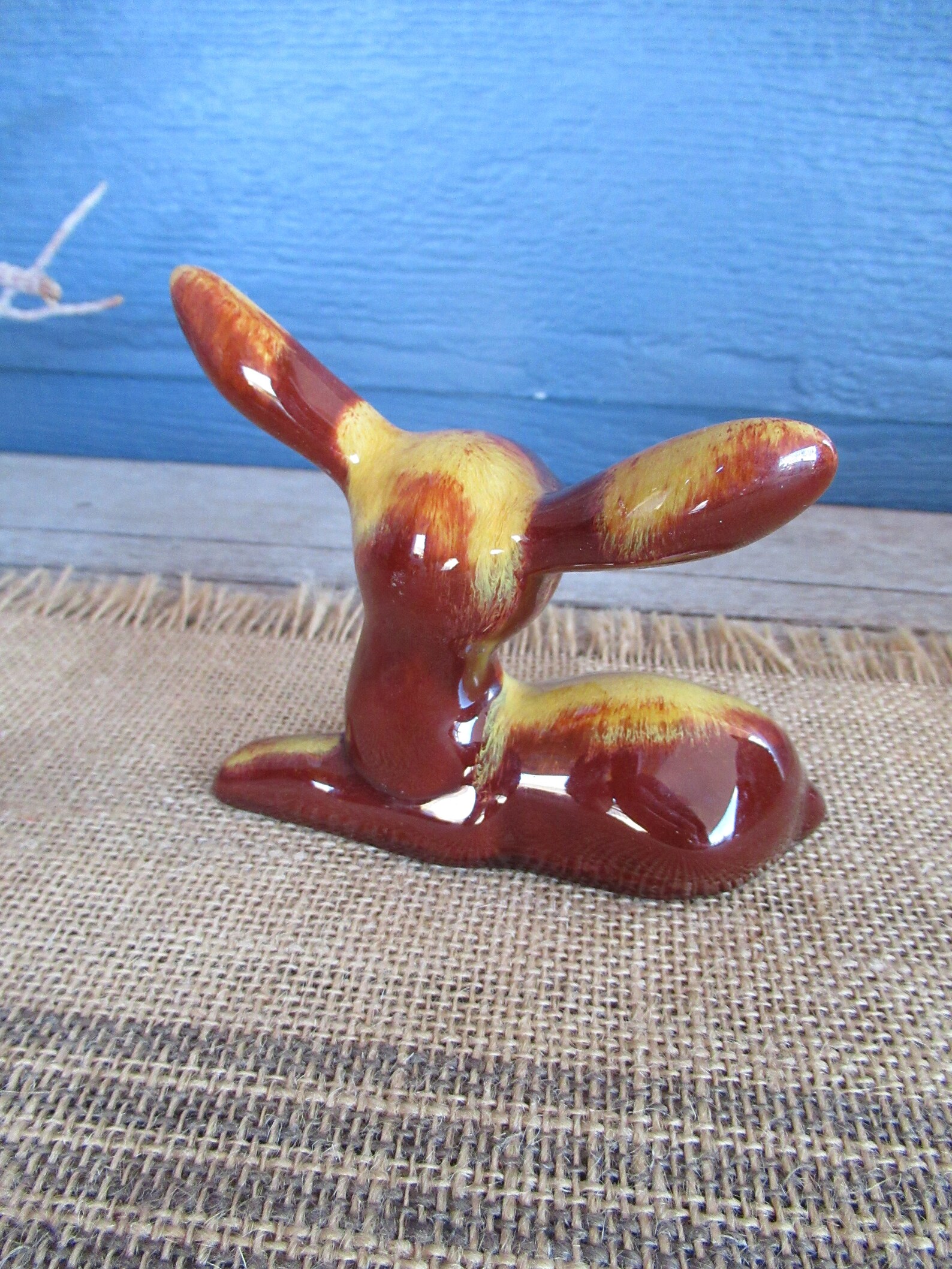 Vintage Ceramic Deer Figurine Mid Century Decor Glazed Etsy