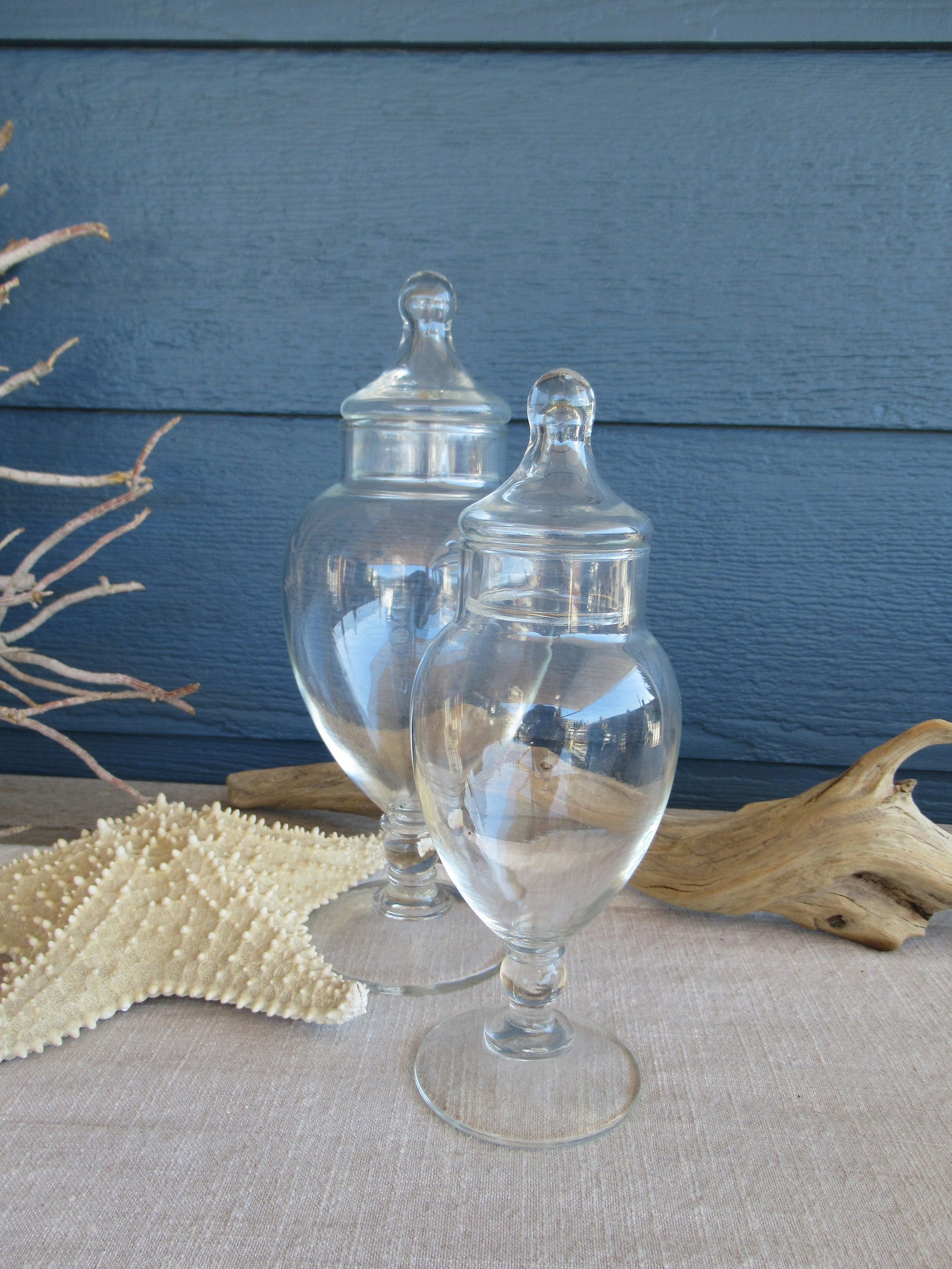 Vintage Pedestal Apothecary Jar with Lid Glass Display Jar Etsy
