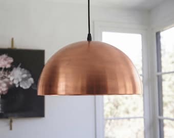 Copper Dome Pendant Light | Modern Hanging Ceiling Lamp | Kitchen Island & Dining Room Light