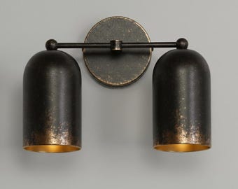 Black & Antique Brass Sconce -Modern 2, 3,or 4Light Vanity Wall Lamp -Industrial Brass Picture Light -Handmade Moroccan ArtDeco WallLighting