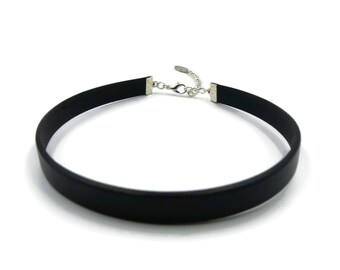 10mm Flat Leather Choker, Sexy and High Quality, Minimal Black Choker Necklace - Custom choker size on request