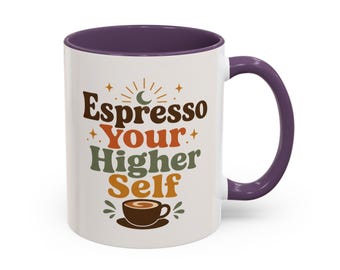 Taza "Espresso Your Higher Self", taza de café retro, regalo espiritual para amantes del café, 325 ml.
